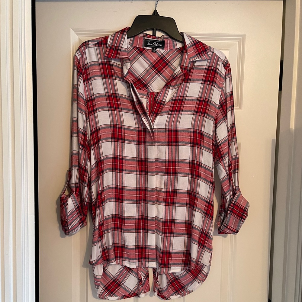 Sam Edelman Plaid Shirt with Zipper Back, M